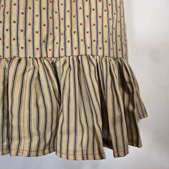 Vtg Fit Flare Handmade Dress Americana Heart Stripe Preppy Cotton Medium - Picture 5 of 6
